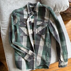 Harley-Davidson Green and Black Plaid Shirt Jacket